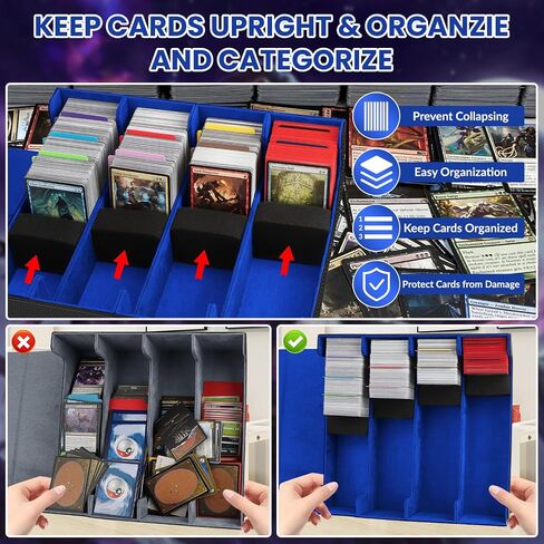 AOBOPLE 1800+ Trading Card Storage Box, Card Deck Case for Trading Cards with 10 Pcs Colorful Dividers & 3 Foam Card Supporters Commander Card Deck Case for Magic Game Cards YugiOh, TCG in Saudi Arabia