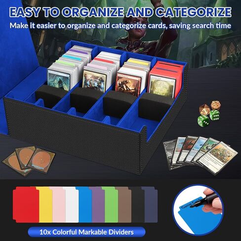 AOBOPLE 1800+ Trading Card Storage Box, Card Deck Case for Trading Cards with 10 Pcs Colorful Dividers & 3 Foam Card Supporters Commander Card Deck Case for Magic Game Cards YugiOh, TCG in Saudi Arabia