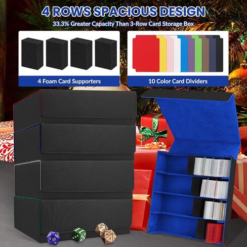AOBOPLE 1800+ Trading Card Storage Box, Card Deck Case for Trading Cards with 10 Pcs Colorful Dividers & 3 Foam Card Supporters Commander Card Deck Case for Magic Game Cards YugiOh, TCG in Saudi Arabia