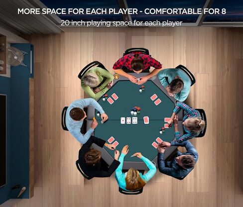 Poker Table Foldable Texas Holdem Poker Table Portable with Folding Legs for Card Game and Casino Gambling 8 Player Octagon in Saudi Arabia