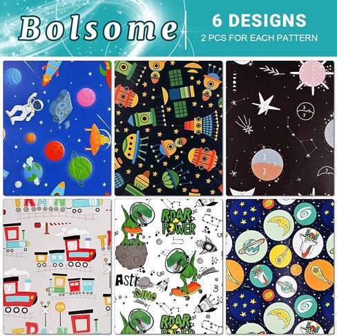 12 ورقة 28 * 20 بوصة ورق تغليف الفضاء الخارجي مع غلاف هدية زرقاء وذهبية ، قم بملصقات شريط مزدوجة القداسة لعيد ميلاد دش مركبة in Kuwait