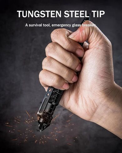 Origin-Joy Tactical Pens Self Defense, Military EDC Heavy Duty Metal Survival Pen with Tungsten Steel Tip for Men and Police (2 PCS, Black) in Kuwait