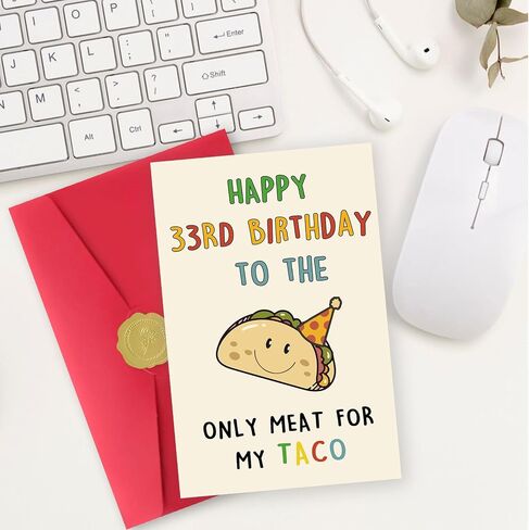 Funny 33rd Birthday Gifts for Men Man, Unique 33 Years Old Birthday Decorations Gifts for Husband Boyfriend, Happy 33rd Bday Card Gifts for Him, Taco 33 Mens Bday Ideas from Wife Girlfriend in Kuwait