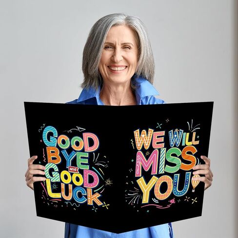 بطاقة تهنئة بطاقة وداع كبيرة مع Envelope 22 × 14 بوصة ، وداعا بطاقة هدايا حظا سعيدا الابتعاد لزملاء العمل ، دفتر الضيوف العملاق جامبو ， لوازم حفلة التقاعد سعيدة in Kuwait