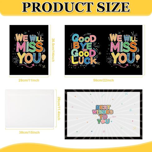 بطاقة تهنئة بطاقة وداع كبيرة مع Envelope 22 × 14 بوصة ، وداعا بطاقة هدايا حظا سعيدا الابتعاد لزملاء العمل ، دفتر الضيوف العملاق جامبو ， لوازم حفلة التقاعد سعيدة in Kuwait