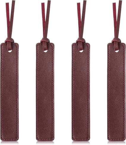 4Pcs Leather Bookmark, Bookmark with Leather Rope Smooth Handmade Leather Book Markers Classic Leather Page Markers for Men Women Book Lovers Readers Writers (Wine Red) in Saudi Arabia