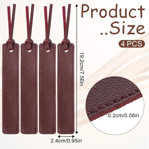 4Pcs Leather Bookmark, Bookmark with Leather Rope Smooth Handmade Leather Book Markers Classic Leather Page Markers for Men Women Book Lovers Readers Writers (Wine Red) in Saudi Arabia