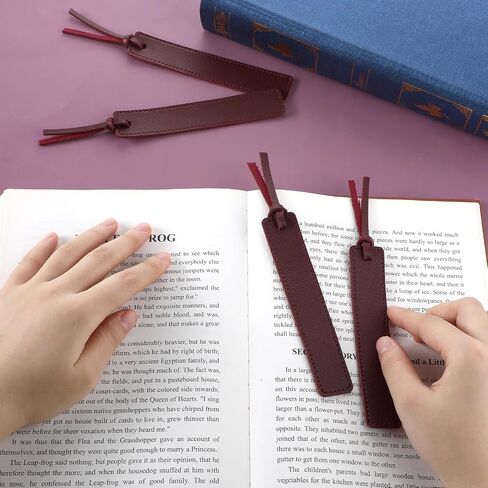 4Pcs Leather Bookmark, Bookmark with Leather Rope Smooth Handmade Leather Book Markers Classic Leather Page Markers for Men Women Book Lovers Readers Writers (Wine Red) in Saudi Arabia