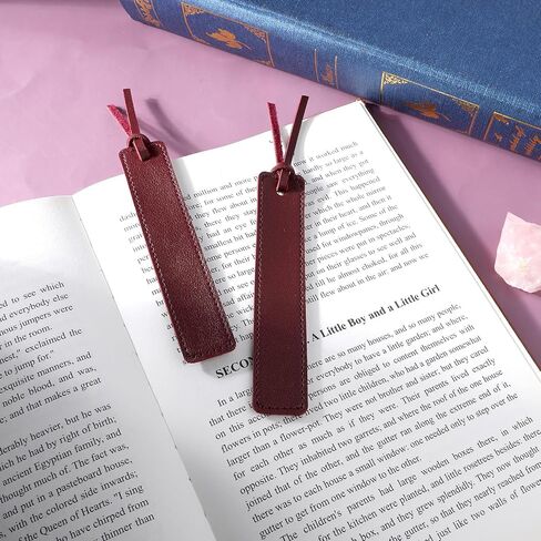 4Pcs Leather Bookmark, Bookmark with Leather Rope Smooth Handmade Leather Book Markers Classic Leather Page Markers for Men Women Book Lovers Readers Writers (Wine Red) in Saudi Arabia