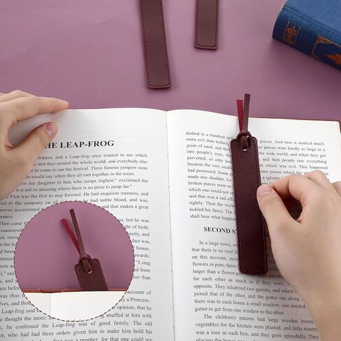 4Pcs Leather Bookmark, Bookmark with Leather Rope Smooth Handmade Leather Book Markers Classic Leather Page Markers for Men Women Book Lovers Readers Writers (Wine Red) in Saudi Arabia