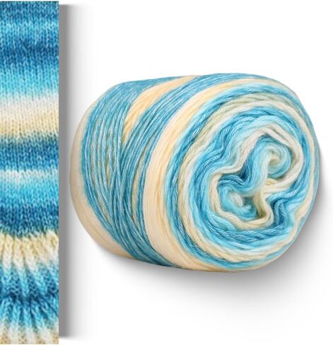 Multicolour Yarn for Crochet Knitting, Gradient Color Rainbow Yarn, 60%Cotton 30%Acrylic 10%Wool-Blend Yarn, 1 Ball 100g, Soft Cake Yarn, Crochet Yarn for Scarves, Shawls and Garments (1152H, 1 Ball) in Saudi Arabia
