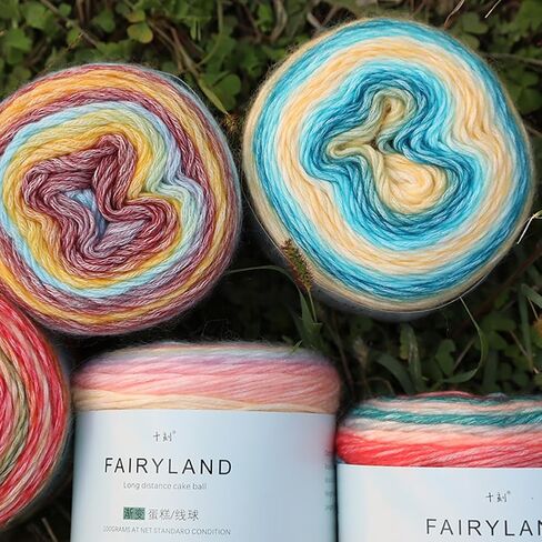 Multicolour Yarn for Crochet Knitting, Gradient Color Rainbow Yarn, 60%Cotton 30%Acrylic 10%Wool-Blend Yarn, 1 Ball 100g, Soft Cake Yarn, Crochet Yarn for Scarves, Shawls and Garments (1152H, 1 Ball) in Saudi Arabia