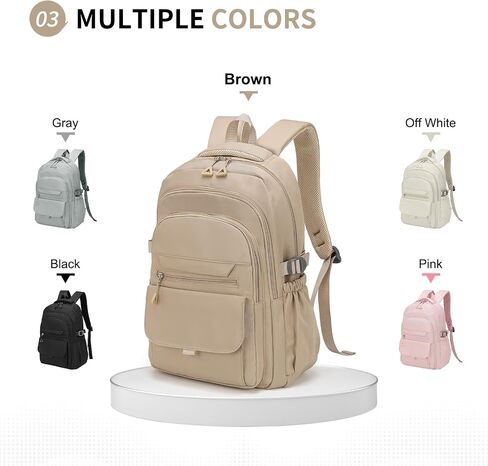 Aesthetic Daypack Backpack, Water-Resistant 15.6" Laptop Backpack for Women and Men, Featuring Touch-Fastener and Anti-Theft Pockets (Khaki) in Kuwait