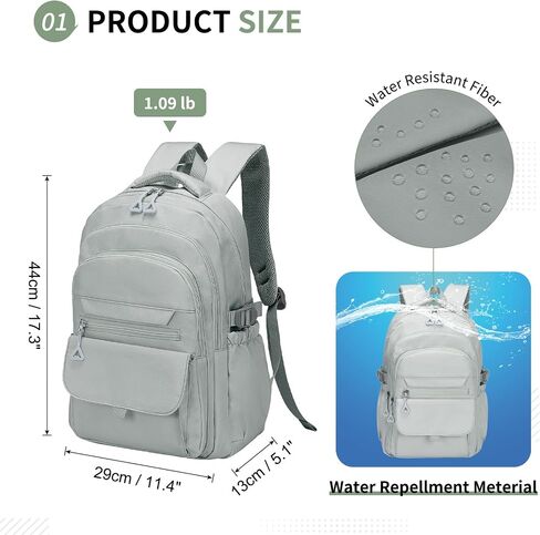 Aesthetic Daypack Backpack, Water-Resistant 15.6" Laptop Backpack for Women and Men, Featuring Touch-Fastener and Anti-Theft Pockets (Khaki) in Kuwait