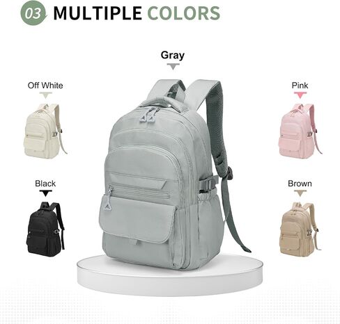 Aesthetic Daypack Backpack, Water-Resistant 15.6" Laptop Backpack for Women and Men, Featuring Touch-Fastener and Anti-Theft Pockets (Khaki) in Kuwait
