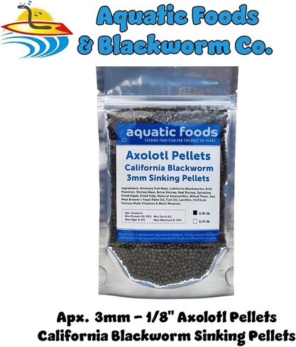 أكواتيك فودز إنك. 3MM-1/8 غرق الكريات السوداء السوداء في كاليفورنيا للمتوسطة/كبيرة من axolotl ، الضفادع ، الروبيان ، السمندل ، نيوتس ، القواقع ... حقيبة حقيبة 1/8 رطل in Kuwait