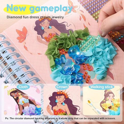 Magic 4 in 1 Poke in Art Kits for Girls, Pretty Princess Game with Princess Stickers, Watercolor Paint, Diamond Art Crafts for Kids Ages 4-8, DIY Activity Gifts for 4 5 6 7 8+ Year Old Girls in Saudi Arabia