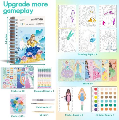 Magic 4 in 1 Poke in Art Kits for Girls, Pretty Princess Game with Princess Stickers, Watercolor Paint, Diamond Art Crafts for Kids Ages 4-8, DIY Activity Gifts for 4 5 6 7 8+ Year Old Girls in Saudi Arabia