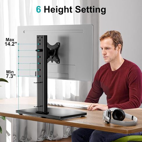 MOUNT PRO Single Monitor Stand Fits Max 32 inch Computer Screen, Free-Standing Monitor Desk Stand, Monitor Mount with Height Adjustable, Swivel, Tilt, Rotation, VESA Monitor Stand 100x100 in Kuwait