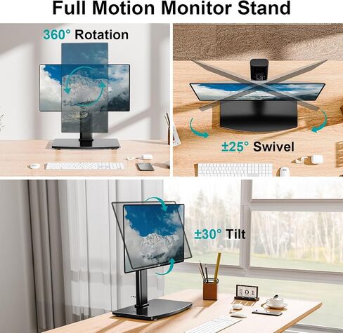 MOUNT PRO Single Monitor Stand Fits Max 32 inch Computer Screen, Free-Standing Monitor Desk Stand, Monitor Mount with Height Adjustable, Swivel, Tilt, Rotation, VESA Monitor Stand 100x100 in Kuwait