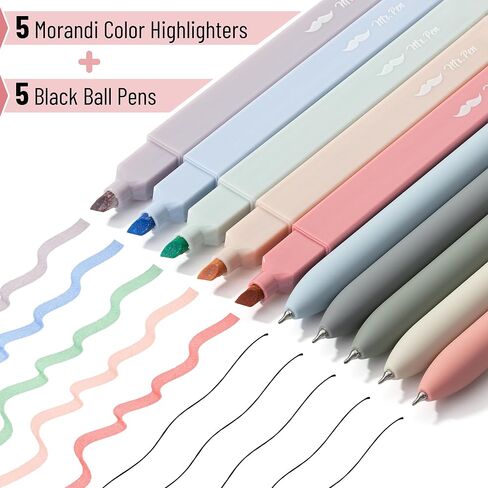 Mr. Pen- Aesthetic Highlighters and Gel Pens No Bleed, 10 Pack, Morandi Color Bible Highlighters No Bleed, Black Ink Bible Pens, Highlighter Pens, No Bleed Highlighters for Bibles, Bible Pens in Kuwait