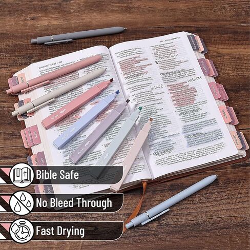 Mr. Pen- Aesthetic Highlighters and Gel Pens No Bleed, 10 Pack, Morandi Color Bible Highlighters No Bleed, Black Ink Bible Pens, Highlighter Pens, No Bleed Highlighters for Bibles, Bible Pens in Kuwait