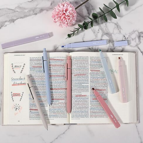 Mr. Pen- Aesthetic Highlighters and Gel Pens No Bleed, 10 Pack, Morandi Color Bible Highlighters No Bleed, Black Ink Bible Pens, Highlighter Pens, No Bleed Highlighters for Bibles, Bible Pens in Kuwait