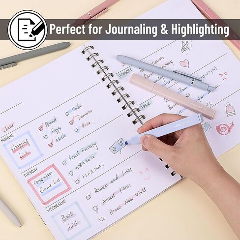 Mr. Pen- Aesthetic Highlighters and Gel Pens No Bleed, 10 Pack, Morandi Color Bible Highlighters No Bleed, Black Ink Bible Pens, Highlighter Pens, No Bleed Highlighters for Bibles, Bible Pens in Kuwait
