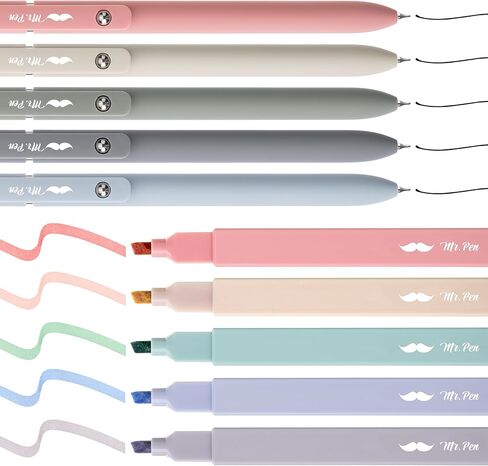 Mr. Pen- Aesthetic Highlighters and Gel Pens No Bleed, 10 Pack, Morandi Color Bible Highlighters No Bleed, Black Ink Bible Pens, Highlighter Pens, No Bleed Highlighters for Bibles, Bible Pens in Kuwait