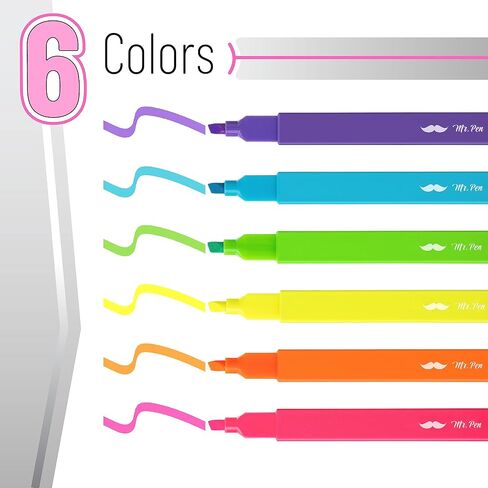Mr. Pen- Aesthetic Highlighters, 6 pcs, Chisel Tip, Vintage Colors, No Bleed Bible Highlighter Pastel, Highlighters Assorted Colors, Pastel Highlighter Set, Cute Highlighters in Saudi Arabia