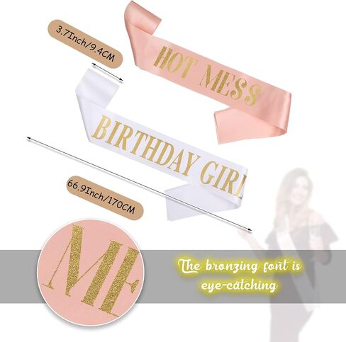 Weewooday 10 Pieces Birthday Sash for Women Happy Birthday Sash for Queen Party Favors, 2 Colors(Pink, White) in Kuwait