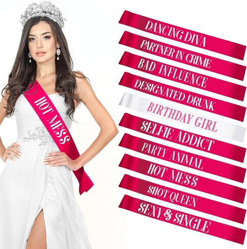 Weewooday 10 Pieces Birthday Sash for Women Happy Birthday Sash for Queen Party Favors, 2 Colors(Pink, White) in Kuwait