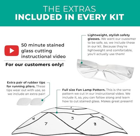 Professional Eight PC Stained Glass Tool Kit with Instructional Video, Oil Filled Pistol and Pencil Grip Cutter, 1" Running Pliers, Breaking and Grozer Pliers in Kuwait