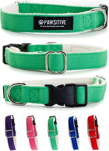 Pawsitive Hemp Dog Collar - We Donate a Collar for Every Collar Sold. Help a shelter in Need! Solid Color Adjustable Collar Great for Small, Medium and Large Dogs (Medium Green) in Saudi Arabia