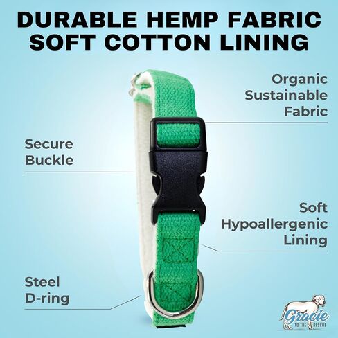 Pawsitive Hemp Dog Collar - We Donate a Collar for Every Collar Sold. Help a shelter in Need! Solid Color Adjustable Collar Great for Small, Medium and Large Dogs (Medium Green) in Saudi Arabia