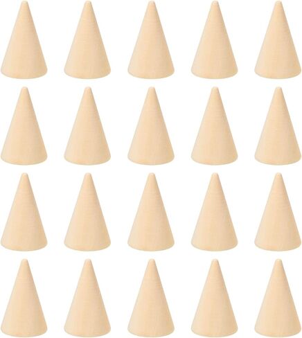 PATIKIL 25 × 20 مم حامل حلقة مخروط الخشب الطبيعي ، 20 حزمة عرض مجوهرات ، منظم المخاريط الخشبية غير الملحوظة لـ DIY Craft in Saudi Arabia