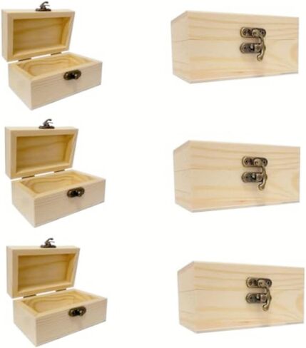 6 PCS 3.9'x2.4''x2.0 '' صناديق تزيين صندوق الخشب غير المكتم in Kuwait