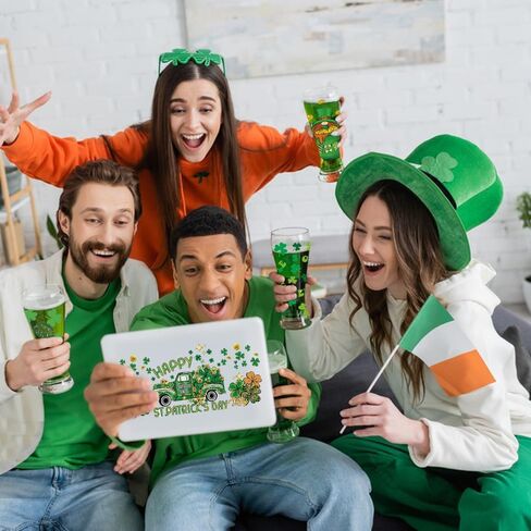 St.Patrick's Day UV DTF Cup Wrap for 16oz Glass Cups, 5 Sheets Green Irish Day UV DTF Transfer Stickers St.Patricks Lucky Shamrock Clover Dwarf Waterproof Uvdtf Rub on Transfer for Tumbler DIY Craft in Saudi Arabia