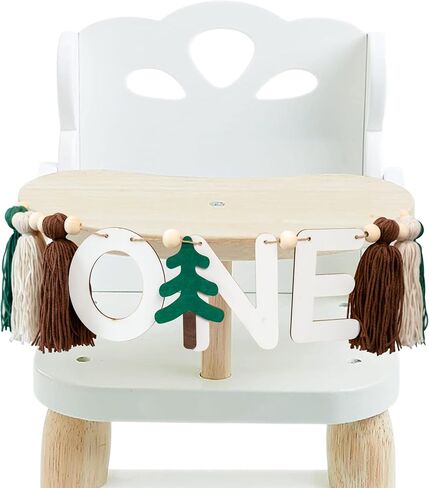 One Happy Camper High Chair Banner - Adventure Camping Theme Wooden Highchair Banner First Birthday, Wild One Birthday Decorations Banner, Woodland 1st Birthday Tassel Banner(A) in Saudi Arabia