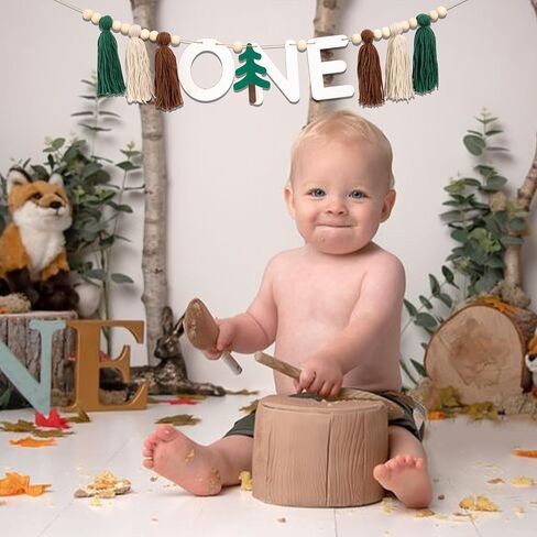 One Happy Camper High Chair Banner - Adventure Camping Theme Wooden Highchair Banner First Birthday, Wild One Birthday Decorations Banner, Woodland 1st Birthday Tassel Banner(A) in Saudi Arabia