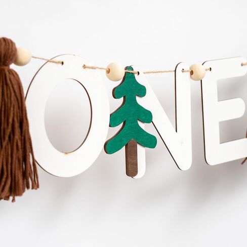 One Happy Camper High Chair Banner - Adventure Camping Theme Wooden Highchair Banner First Birthday, Wild One Birthday Decorations Banner, Woodland 1st Birthday Tassel Banner(A) in Saudi Arabia