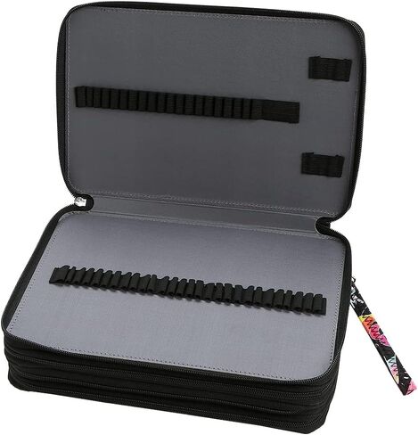 LBXGAP Portable Colored 216 Slots Pencil Case Organizer مع نمط الطباعة للأقلام المائية أو العلامات ، منظم حالة قلم رصاص للفنان in Kuwait