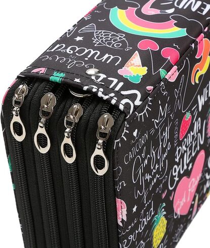 LBXGAP Portable Colored 216 Slots Pencil Case Organizer مع نمط الطباعة للأقلام المائية أو العلامات ، منظم حالة قلم رصاص للفنان in Kuwait