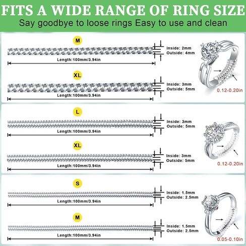Coopache Ring Sizers for Loose Rings, Ring Adjuster for Loose Rings Women and Men, Invisible Ring Resizer 2 Styles 14 Sizes Fit Any Rings in Saudi Arabia
