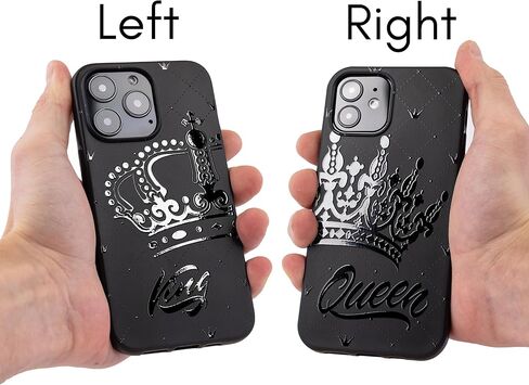Black Matching Phone Cases compatible with - iPhone 14 Plus - 6.7 inch for Couple King and Queen Cover Cute Engagement Wedding Anniversary Design for Him and Her Long Distance Relationship Crown in Kuwait