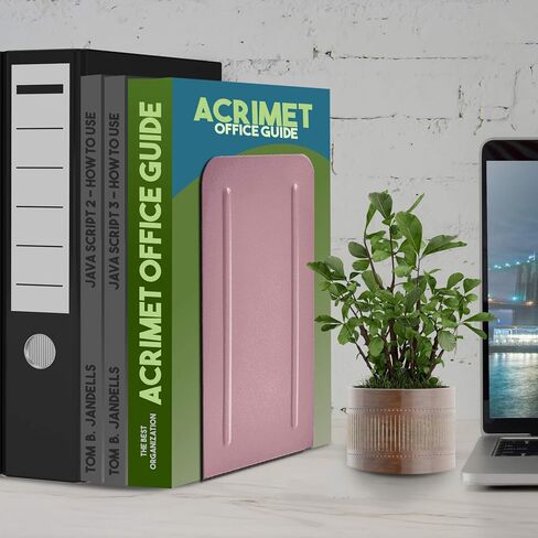 chimet Jumbo Premium Metal Bookends 9 "(Heavy Duty) (اللون الوردي) (زوج واحد) in Kuwait