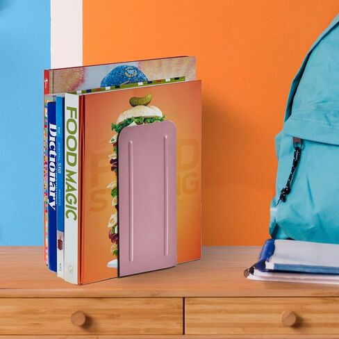 chimet Jumbo Premium Metal Bookends 9 "(Heavy Duty) (اللون الوردي) (زوج واحد) in Kuwait