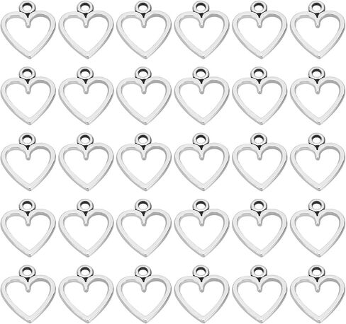PATIKIL Heart Charm, 100Pcs Mini Heart Circle Pendant Charm Bulk for Jewelry Making Earrings Necklace Wedding Crafts in Saudi Arabia