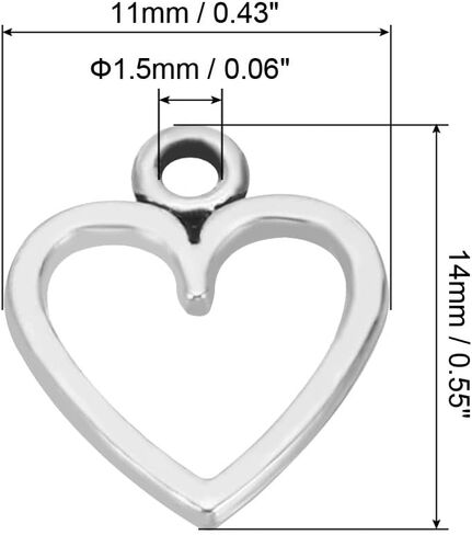 PATIKIL Heart Charm, 100Pcs Mini Heart Circle Pendant Charm Bulk for Jewelry Making Earrings Necklace Wedding Crafts in Saudi Arabia