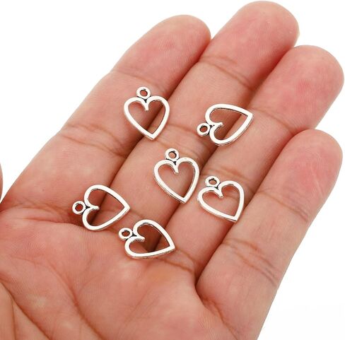 PATIKIL Heart Charm, 100Pcs Mini Heart Circle Pendant Charm Bulk for Jewelry Making Earrings Necklace Wedding Crafts in Saudi Arabia
